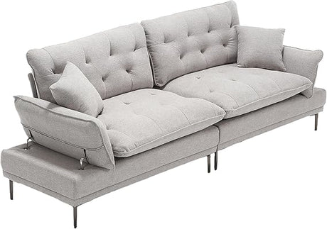 Modern Convertible Futon Sofa Bed, Line Multi-Person Sofa with Two Pillows and Soft Back