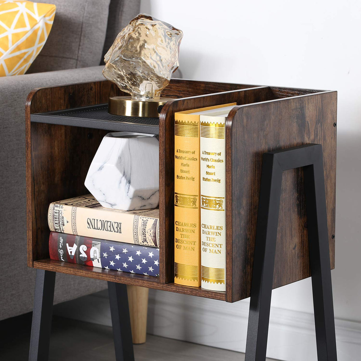 Nightstand Industrial Side End Table/Stackable Accent Furniture