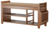 Bamboo Shoe Rack Bench with Removable Cushion, 2 Tier Entryway Shoe Storage Organizer Shelf