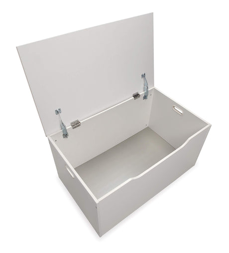 Top Toy Box and Storage Bench Seat with Safety Hinges - White