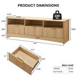 Fluted TV Stand for 50-65" TVs with Drawers and Open Shelf