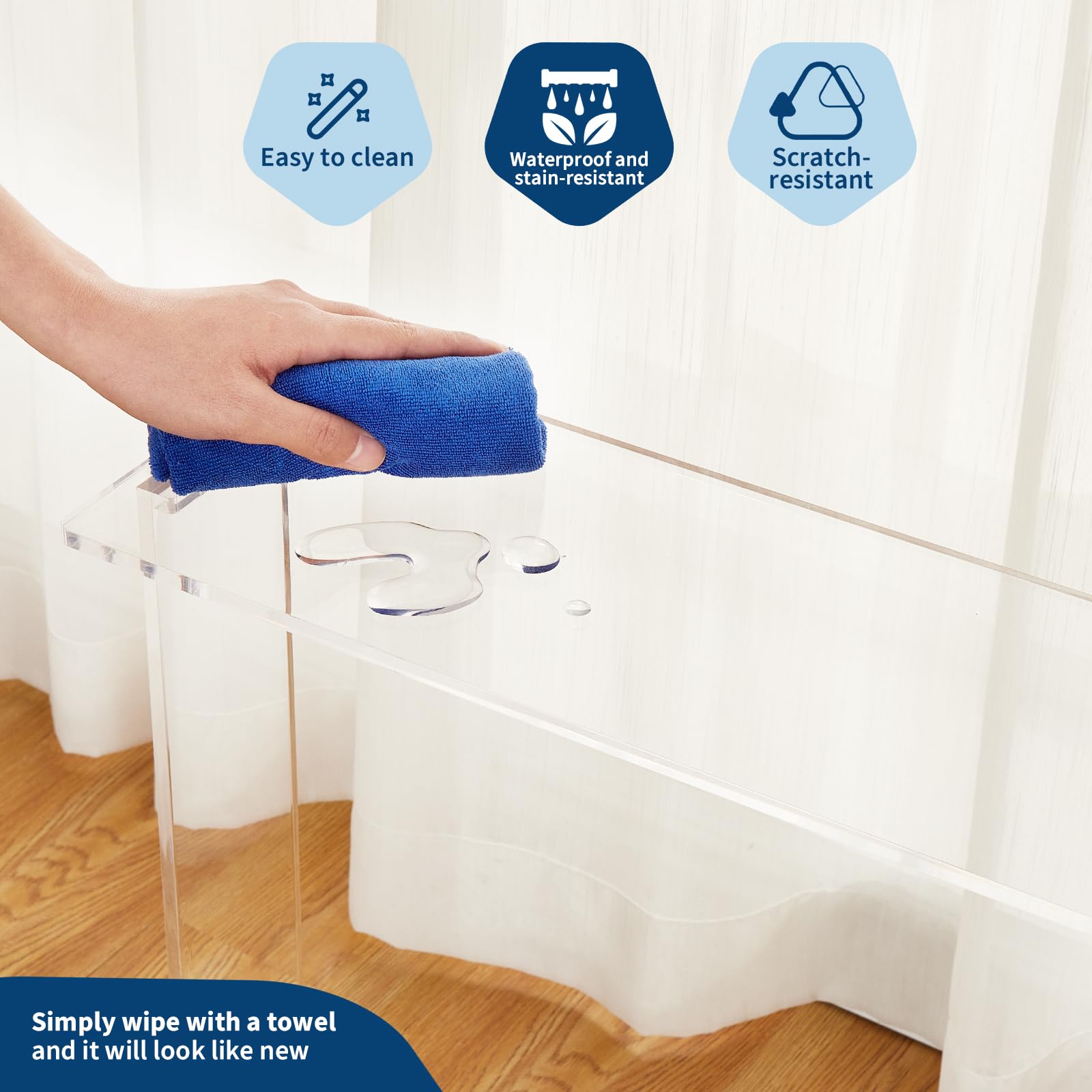 Acrylic Narrow Console Table - 2-Tier Clear Entry Desk for Entryway & Living Room