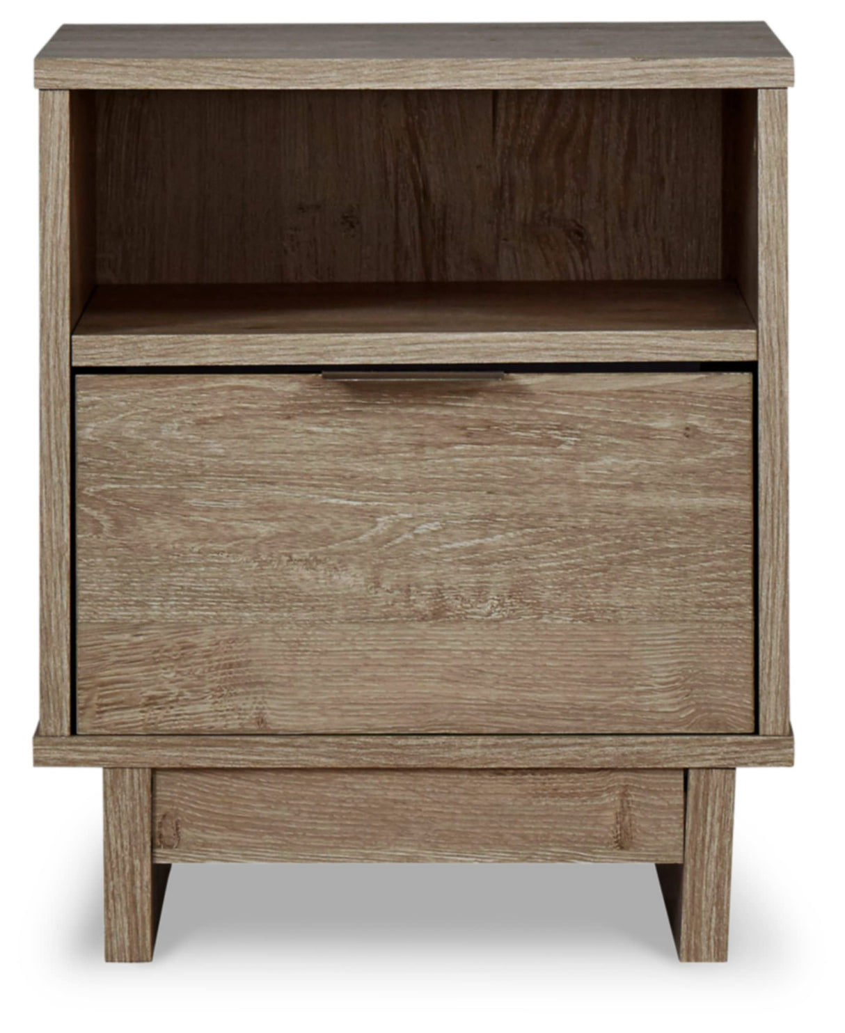 Design by Ashley Oliah Rustic 1 Drawer Night Stand with an Open Cubby, Light Brown