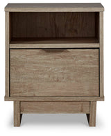 Design by Ashley Oliah Rustic 1 Drawer Night Stand with an Open Cubby, Light Brown