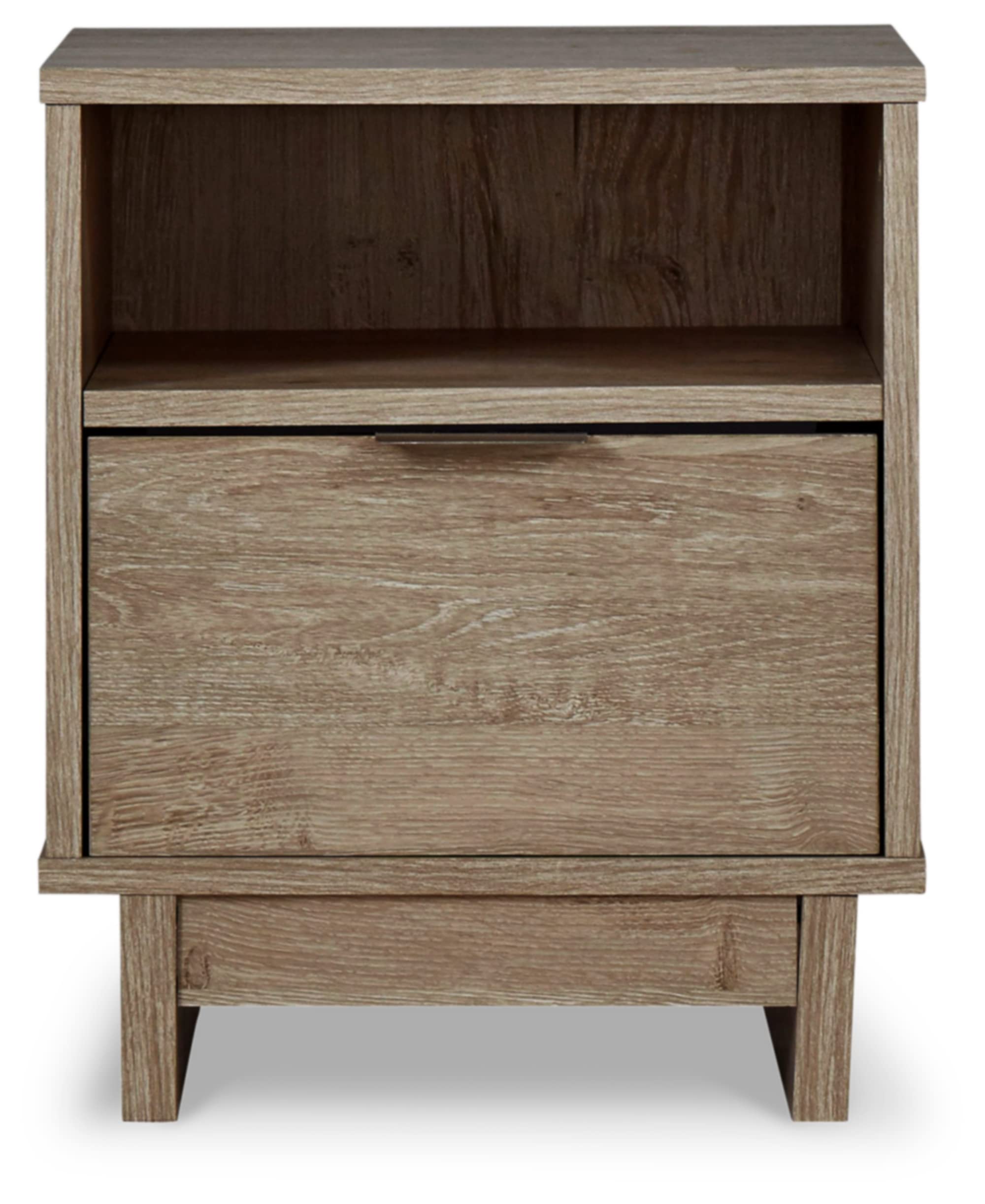 Design by Ashley Oliah Rustic 1 Drawer Night Stand with an Open Cubby, Light Brown
