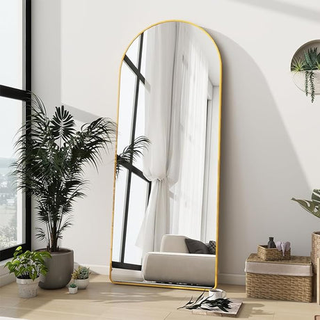 Arched Full Length Mirror, 64"x21" Free Standing Floor Mirror, Modern Full Body Mirror