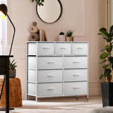 Bedroom Dresser with 9 Drawers - Closet Organizer with Steel Frame Wood Top & Easy