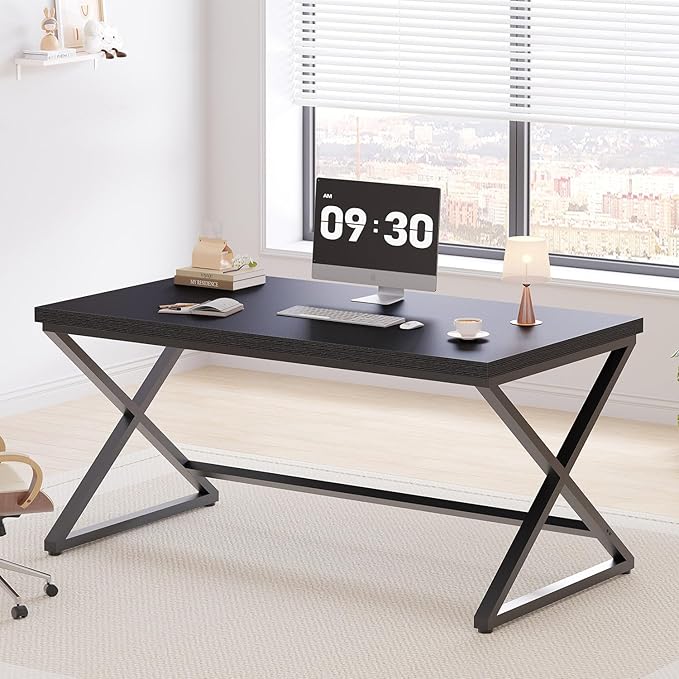Black Computer Desk, Simple Work Desk for Home Office