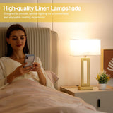 Bedroom Table Lamps Set of 2 - Touch Bedside Lamps with USB C+A, 3 Way Dimmable Gold Lamp for Nightstand,