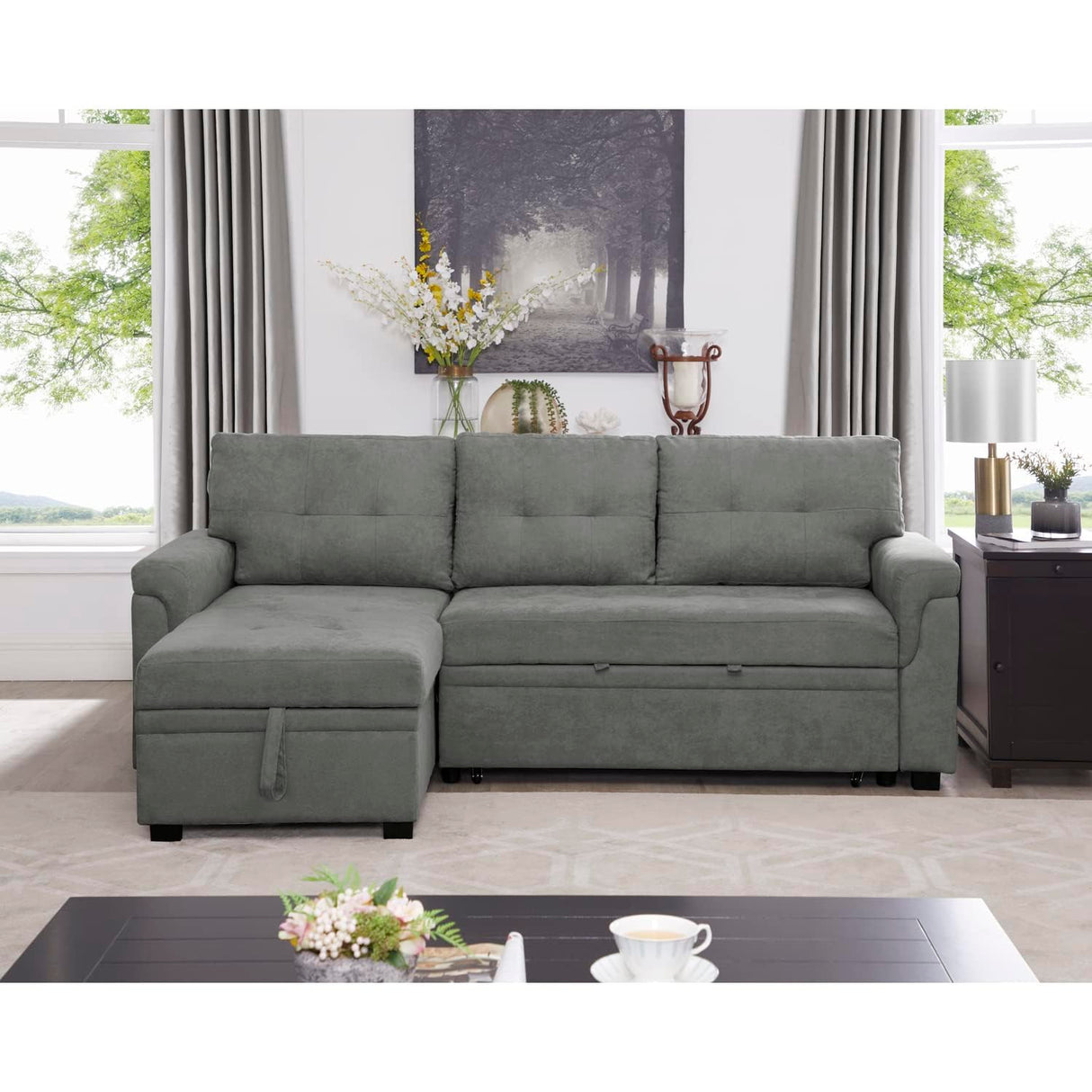 Transform Any Space: Sleeper Sectional Sofa with Convertible Sofa Bed & Inviting Chaise