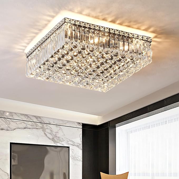 Lights Gold Crystal Flush Mount Ceiling Light Fixtures,Elegant Crystal Chandelier Pendant