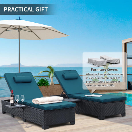 Outdoor Chaise Lounge Chairs for Outside Patio Furniture Set of 2