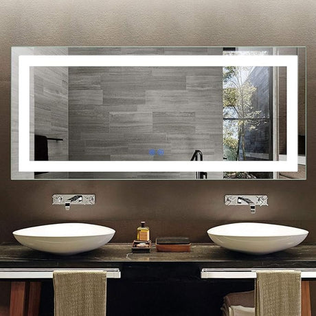 60 x 36 Inch LED Bathroom Mirror, Dimmable Lighted Bathroom Vanity Mirror with Touch