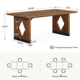 Inch Dining Table for 4-6 People, Rectangle Kitchen Table with Heavy Duty Legs, Farmhouse Wooden Dining