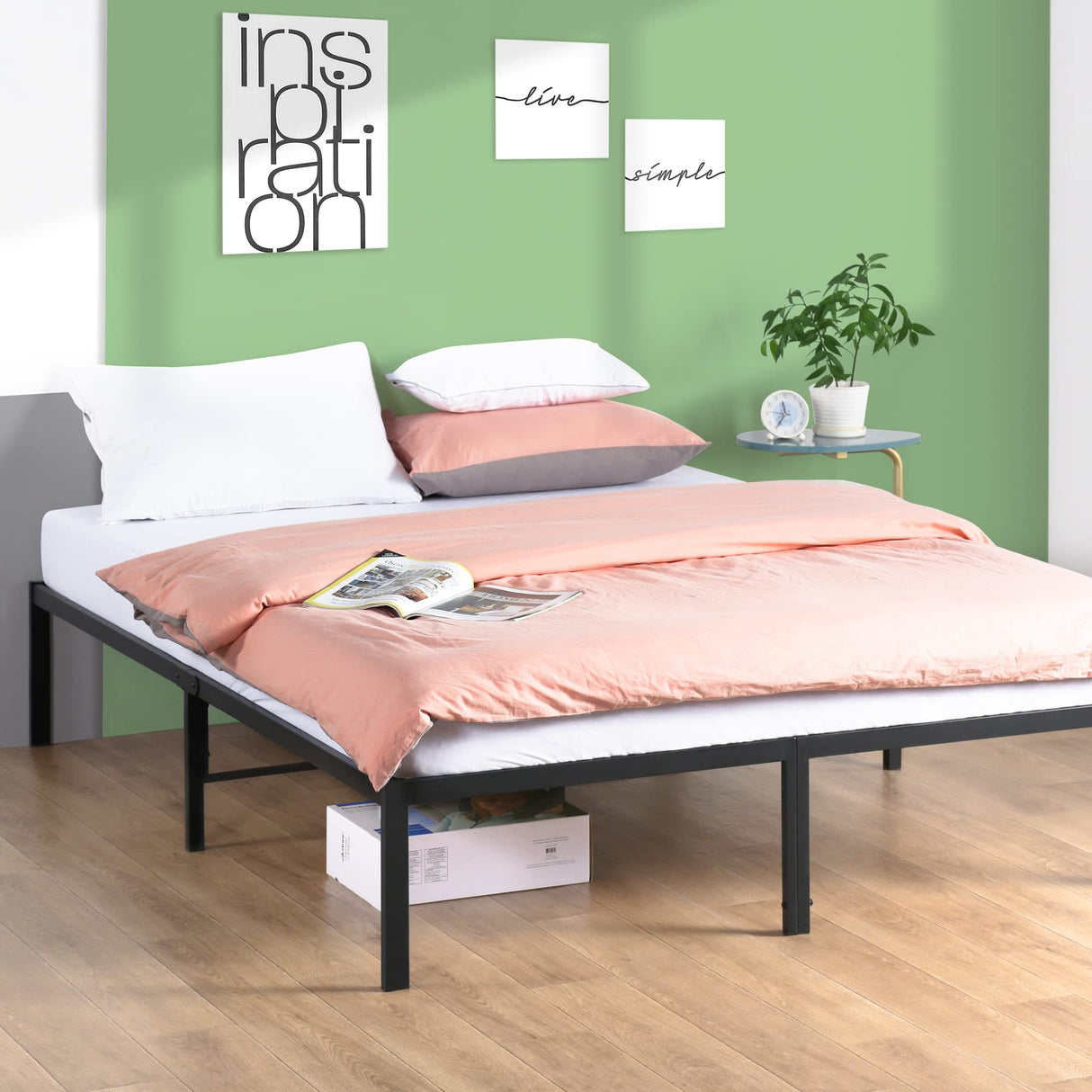 14 Inch Dura Metal Steel Slat Bed Frame, Twin XL