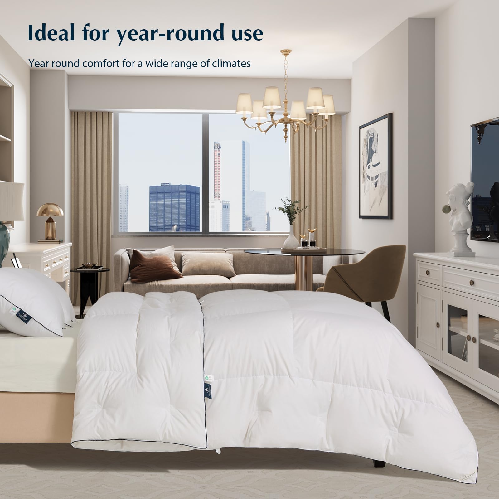 Pacific Coast Down Comforters Twin Size, 100% Cotton Duvet Insert, Extra Fluffy White Comforter, Ultra-Soft, Breathable, All Season Hotel Luxury Bedding Comforters, 8 Corner & Center Loops (68"x90")