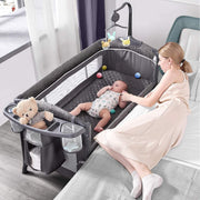 Baby Bassinet Bedside Crib, Pack and Play with Mattress, Diaper Changer