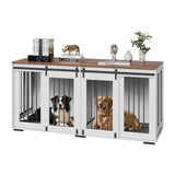 72" Double Dog Crate Furniture with Sliding Doors & TV Stand