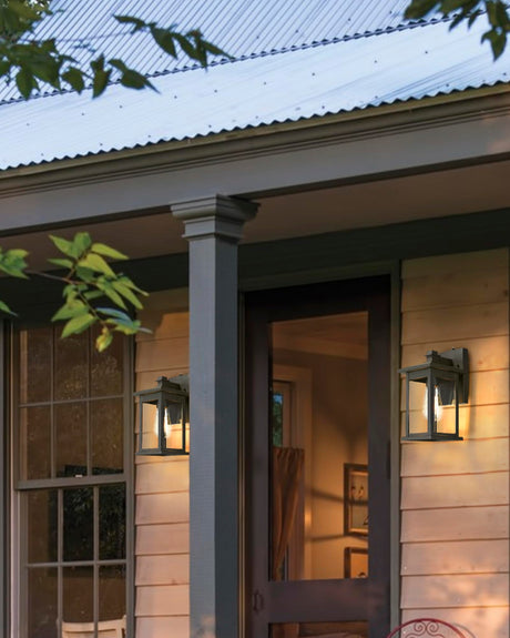 Dusk to Dawn Sensor Outdoor Wall Lantern, HWH Exterior Wall Sconces, Matte Black Waterproof