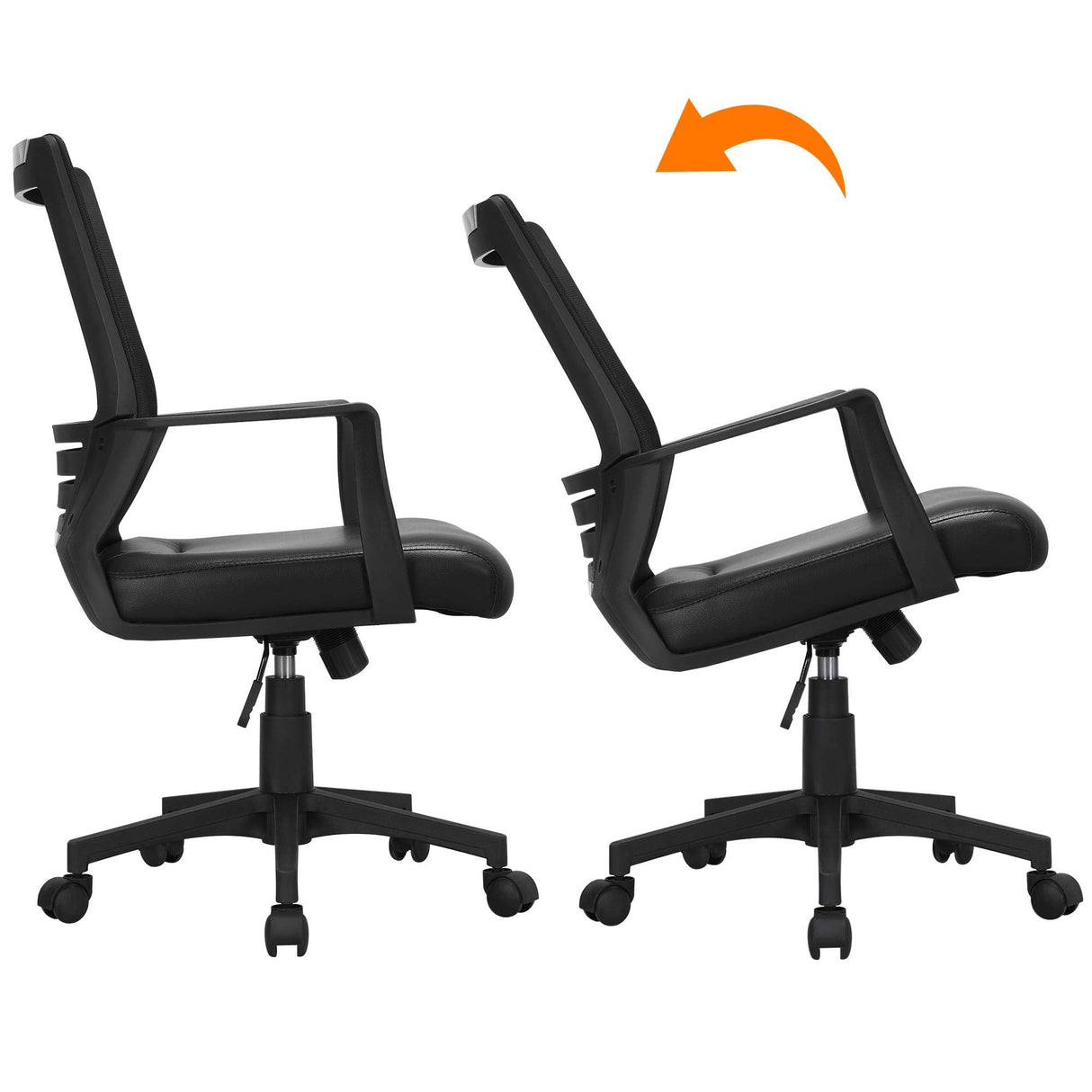 Ergonomic Office Chair Leather Seat and Mesh Back Computer Chair Executive Chair