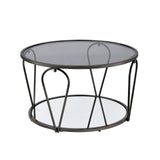 Pacific Luxury Glam Open-Shelf Glass Top 2-Piece Coffee and End Table Set