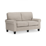 Serta Copenhagen 61" Rolled Arm Sofa, Easy Care Polyester, Soft Pillow Back, Pocket Coil Seat Cushions, Removable Covers, Loveseat or Couch for Small Spaces, Living Rooms or Bedrooms, Light Gray