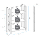 3-Shelf Folding Stackable Bookcase (27.5" Wide)-Natural