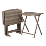 5-Piece Alex Solid Wood Walnut Finished Foldable Snack Table Set 25.75"