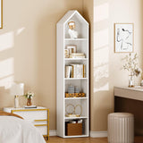 73" Tall Narrow Bookshelf, Modern Open 5 Tier Bookcase, Wooden Shelf Stand for Small