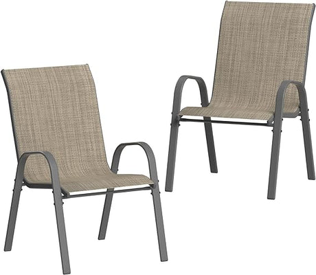 Patio Chairs Set of 4, Outdoor Stackable Dining Chairs for All Weather