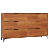LOKO Mid Century Modern 6-Drawer Dresser, Wooden Chest of Drawers with Interlock System, Tall Storage Dresser for Bedroom, Living Room, Hallway, Cherry