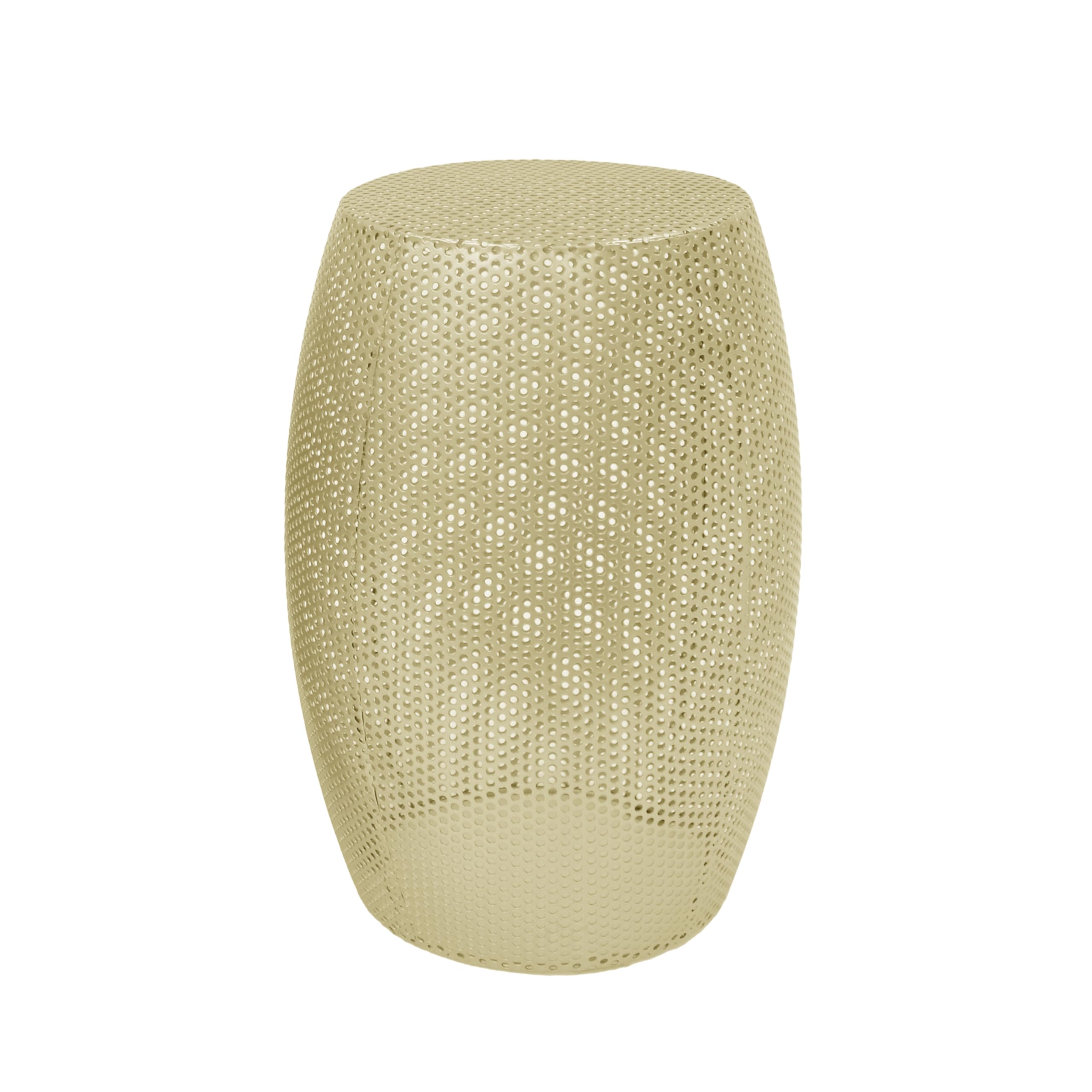 Round Metal Hollow Accent Side Table Set, Modern Drum Shape End Table with Pedestal