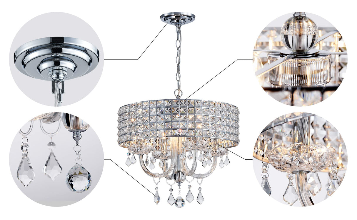 Mossi 4-Lights K9 Crystal Chandelier Modern Chandelier Light Fixture, Crystal Pendant