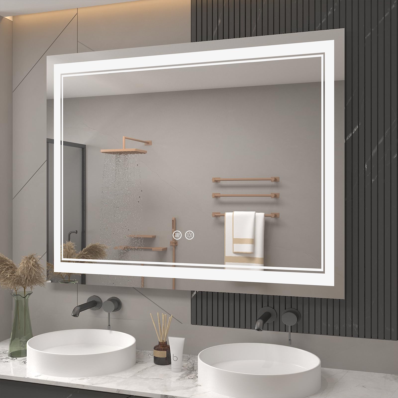 LED Bathroom Mirror, Large Lighted Bathroom Mirror