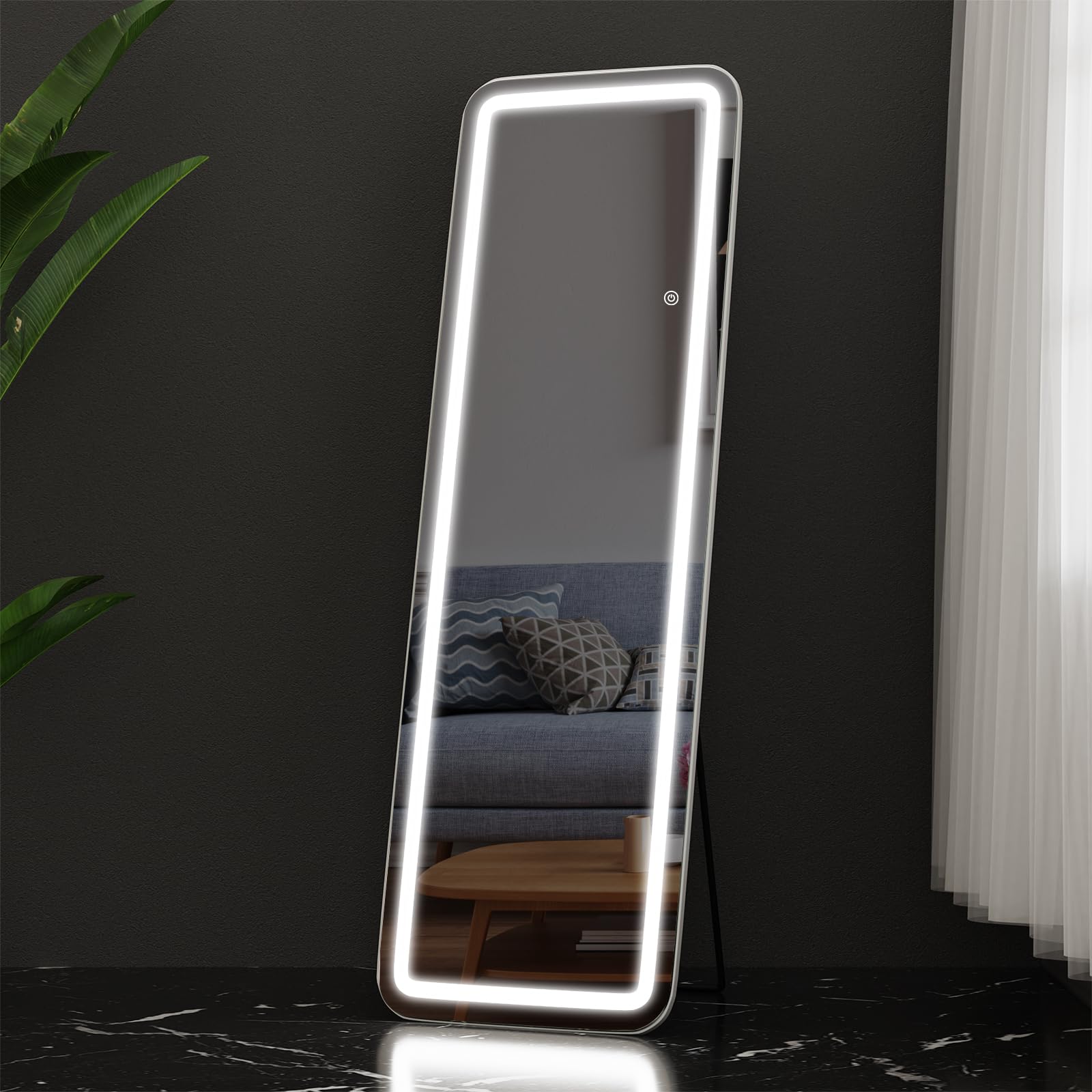Floor Mirror with LED Light, 64” x 21” Full Length Mirror with Stand