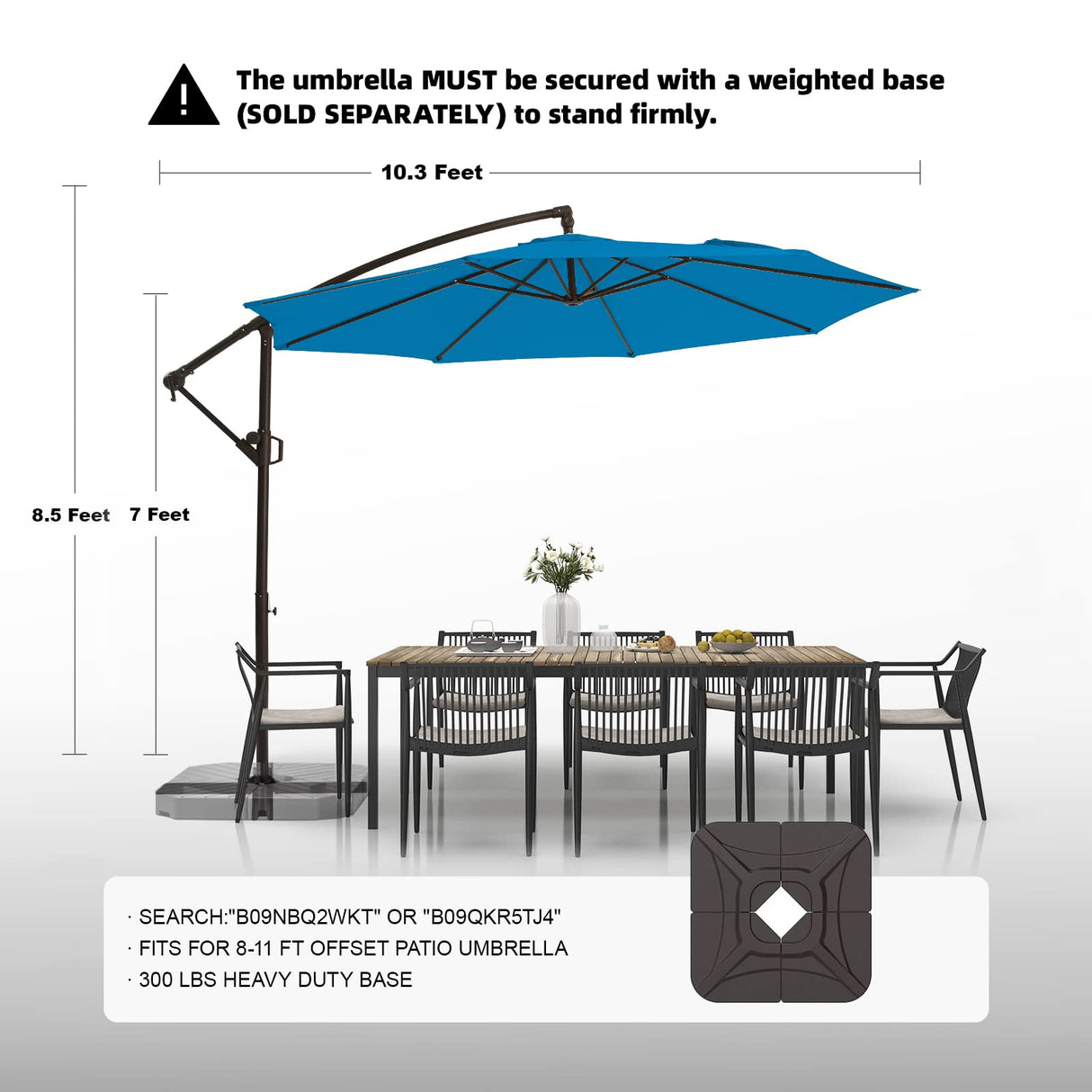 Patio Umbrellas Offset Outdoor Umbrella Cantilever Hanging Umbrellas w/Infinite Tilt