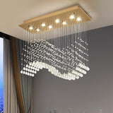 10-Lights Modern Crystal Chandeliers, Luxury Wave Raindrop Crystal Pedant Light Fixture,