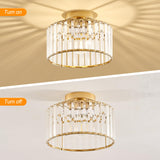 Modern Gold Semi Flush Mount Ceiling Light Crystal Hallway Light Fixture Metal Close