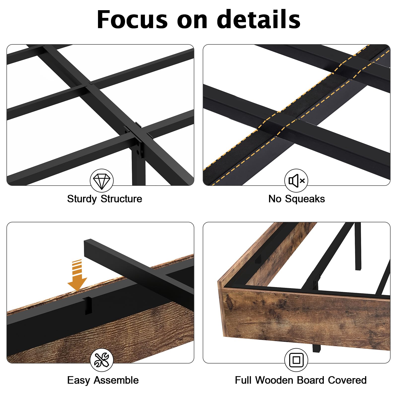 Floating Bed Frame Full with Velvet Upholstered Headboard, Metal Platform Bed Frame Full Size with LED Lights, Heavy Duty Steel Slats Support, No Box Spring Needed, Noise Free, Easy Assembly, Brown