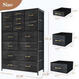 16 Drawers Dresser for Bedroom, Tall Dressers & Chests of Drawers with Wood Top