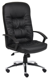 Office Products High Back LeatherPlus Chair with Chrome Base in Black