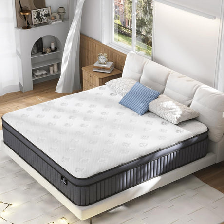 King Size Mattress - Upgrade Strengthen - 14 Inch Firm Hybrid King Mattress in a Box,