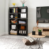 6-Tiers Portable Bookshelf with Fabric Cloth at Back, 10 Cube Closet Storage Organizer Bookcase