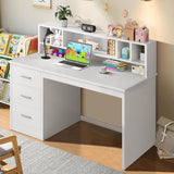 Drawers, Wooden Study Desk for Kids with Hutch, Drawing Writing and Learning Desk