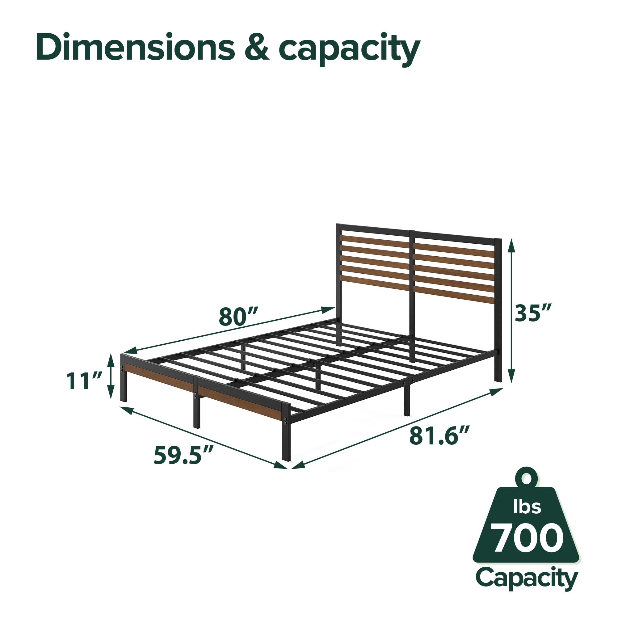 Kai Bamboo and Metal Platform Bed Frame with Headboard