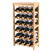 24 Bottles Wine Rack Freestanding Floor, Bamboo Wine Storage