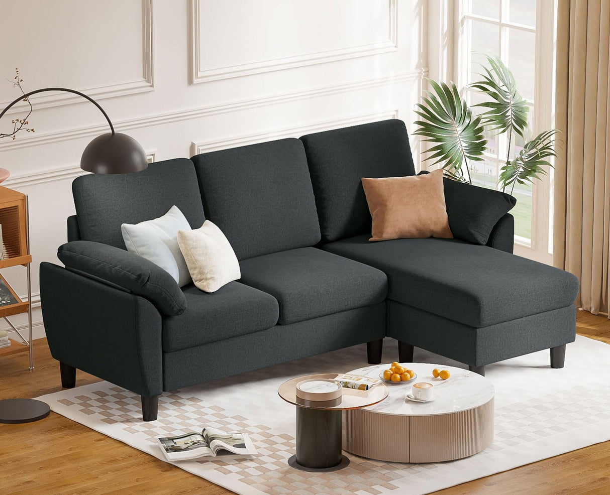 79" Convertible Sectional Sofa, Small L Shaped 3-Seat Couch