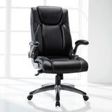 High Back Office Chair with Flip-up Arms, Executive Computer Desk Chair Bonded Leather Adjustable