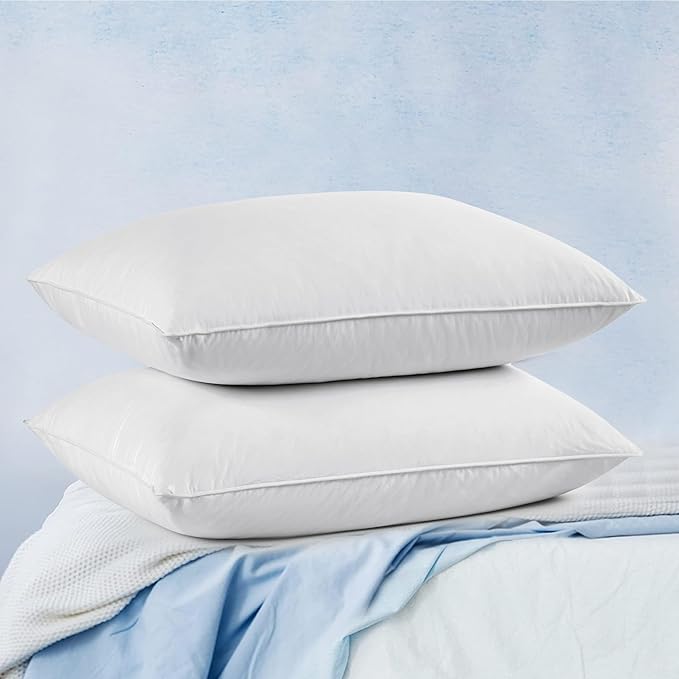 Soft Bed Pillows for Sleeping, Goose Feather Down Pillows Hotel Collection Standard Size