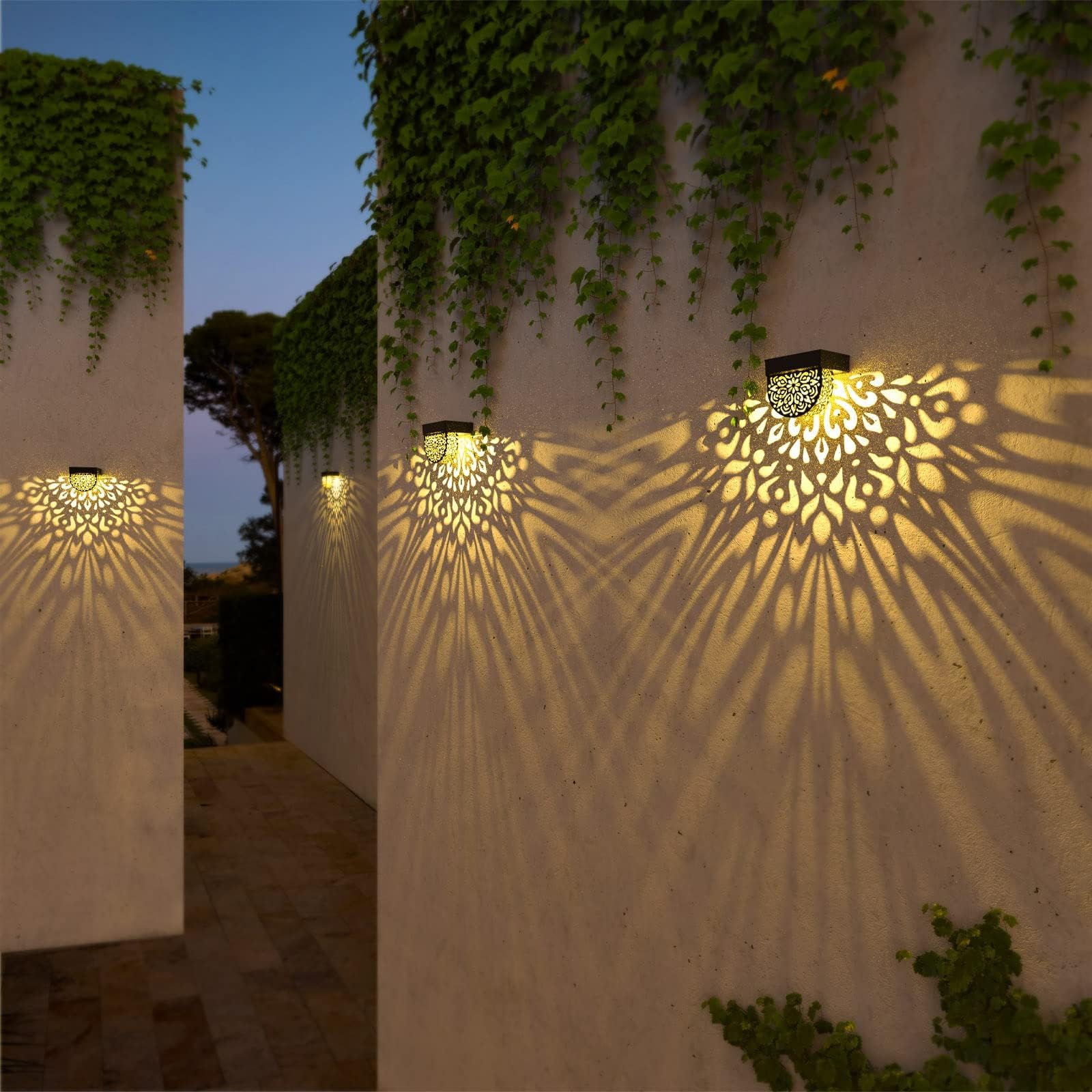 Solar Fence Lights Wall lihgts Outdoor Decorations 6 Pack Solar Deck